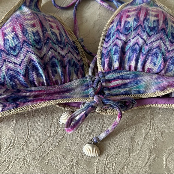 Becca tulum halter bikini TOP with lace up details women size medium - Picture 7 of 9